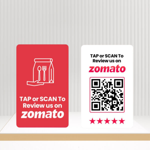 Zomato Review NFC Card with QR Code - Boost Business Google Reviews with Tap or Scan