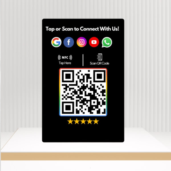 All-In-One NFC Standee - Google, Facebook, Instagram, Youtube, WhatsApp, X (Black)