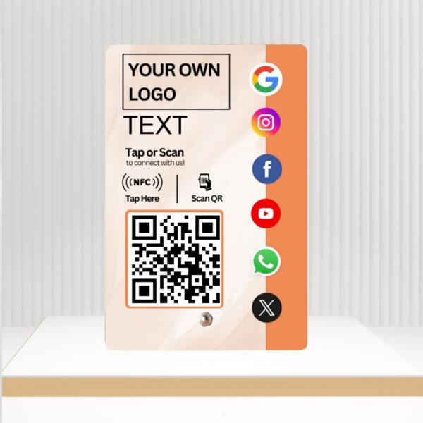 Custom All-In-One Review NFC Standee with QR Code - Google, Facebook, Instagram, Youtube, WhatsApp, X