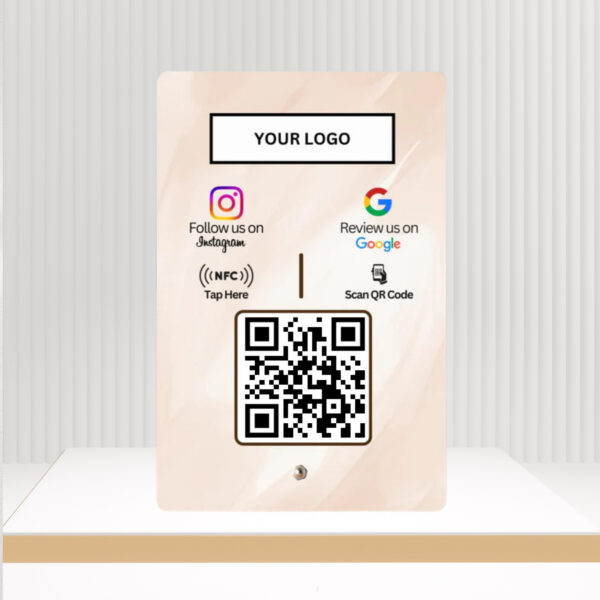 Custom Google Review + Instagram 2-in-1 NFC Standee with QR Code - Boost Business Google Reviews