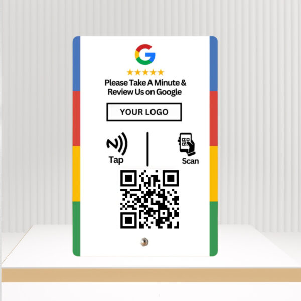 Custom Google Review NFC Standee with QR Code - Business Google Review Booster with Colored Border