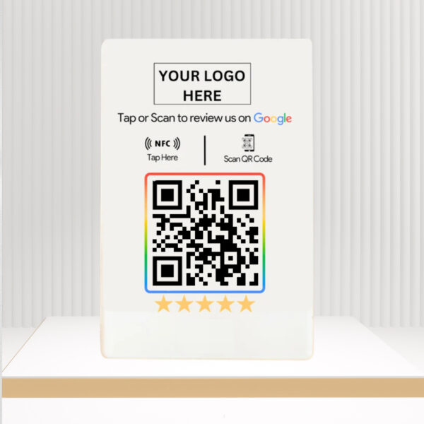Custom Google Review NFC Standee with QR Code, 4 Inches x 6 Inches, With Dashboard