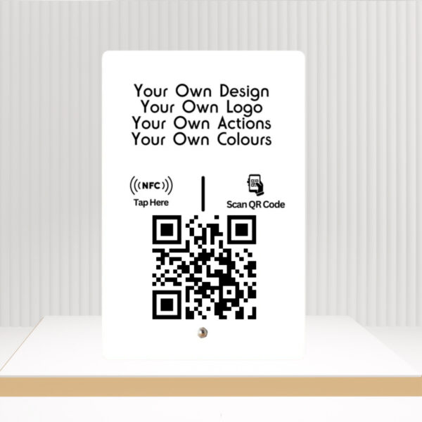 Fully Custom Google Review NFC Standee - UV Printed Wood or Acrylic with QR Code