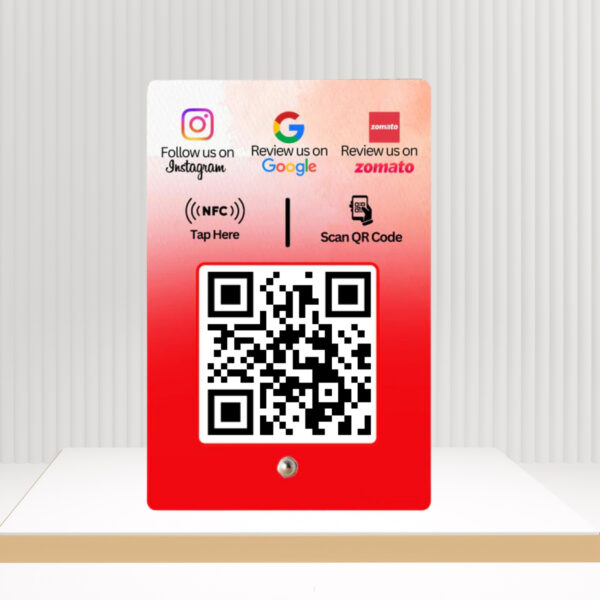 Google Review + Instagram + Zomato 3-in-1 NFC Standee - Boost Business Google Reviews