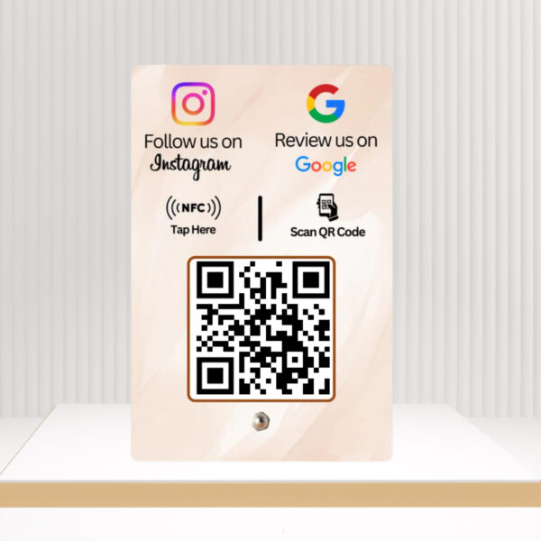 Google Review + Instagram 2-in-1 NFC Standee with QR Code - Boost Business Google Reviews with Tap or Scan