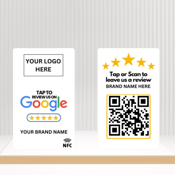 Google Review NFC Card with QR - Customized with Logo and 4K UV Print