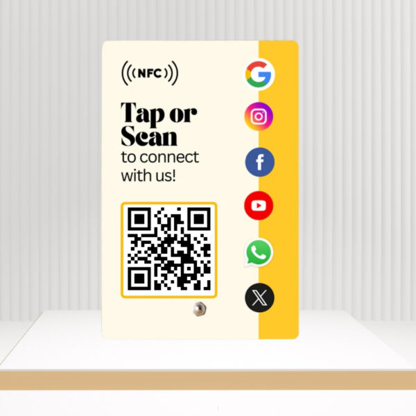 All-In-One Review Standee - NFC & QR Enabled for Google, Facebook, Instagram, X, WhatsApp, YouTube