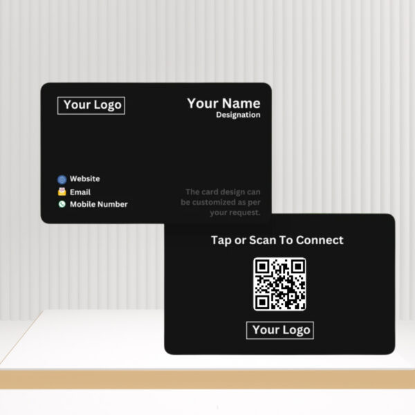 NFC & QR-Enabled Business Card - Custom Black PVC Digital Visiting Card
